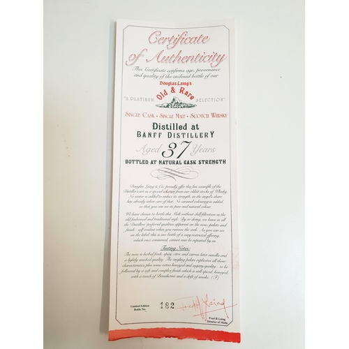 281 - BANFF 37 YEAR OLD SINGLE MALT SCOTCH WHISKY - DOUGLAS LAING'S OLD AND RARE
Distilled March 1971 and ... 