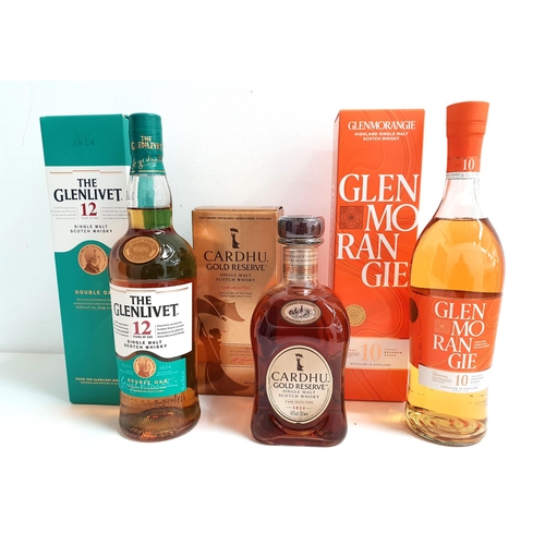 291 - THREE BOTTLES OF SINGLE MALT SCOTCH WHISKY
comprising one bottle of The Glenlivet 12 year old Double... 