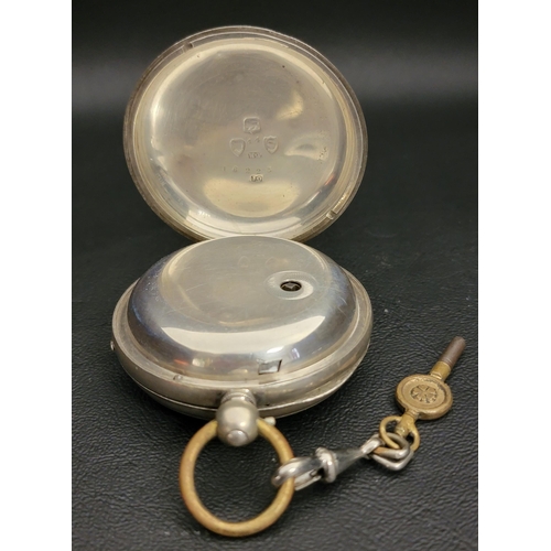 66 - VICTORIAN SILVER CASED POCKET WATCH
the circular white enamel dial with Roman numerals and a subsidi... 