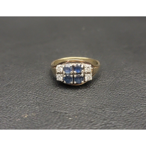 69 - SAPPHIRE AND DIAMOND CLUSTER RING
the  four central round cut sapphires in square shaped setting and... 