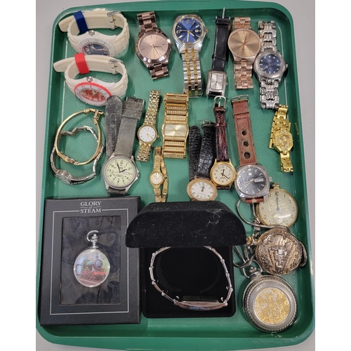 105 - SELECTION OF LADIES AND GENTLEMAN'S WRITWATCHES AND POCKET WATCHES
including Tressa automatic, Lorus... 