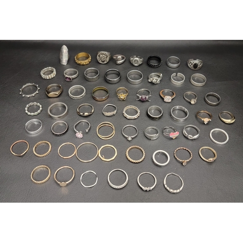 108 - SELECTION OF SILVER AND OTHER RINGS
including bands, stacking rings, stone set rings, spinner rings ... 