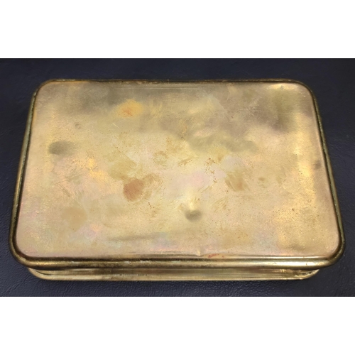 264 - WWI BRASS CHRISTMAS TIN
with embossed decoration and marked Christmas 1914