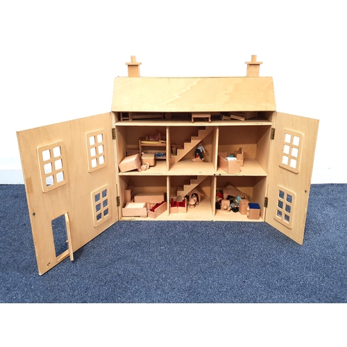 254 - CHILD'S DOLL HOUSE
constructed from ply, the double fronted house opening to reveal rooms, furniture... 