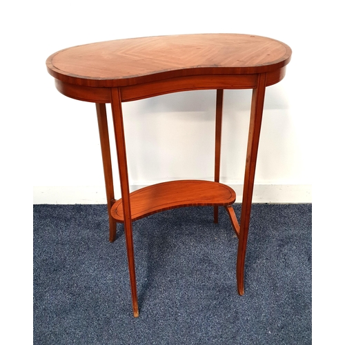 351 - MAHOGANY AND ROSEWOOD CROSSBANDED KIDNEY SHAPED OCCASIONAL TABLE
standing on tapering supports unite... 