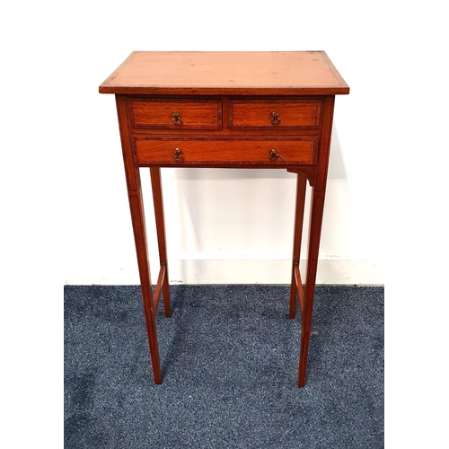 352 - SATINWOOD SIDE TABLE
with a rectangular top with rosewood crossbanding above two frieze drawers with... 