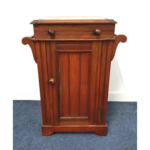 386 - EDWARDIAN MAHOGANY WASHSTAND
with a lift up lid revealing a mirror above a floral decorated washbowl... 