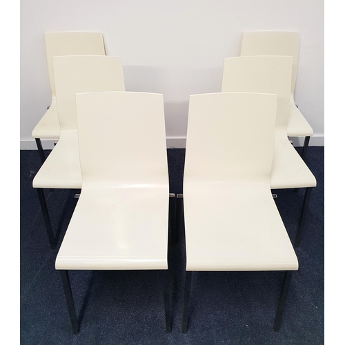 402 - SET OF SIX PEDRALI KUADRA CHAIRS
with a one piece polyurethane back and seat on polished steel suppo... 