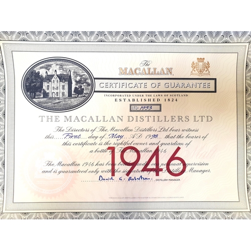 282 - THE MACALLAN 1946 SELECT RESERVE - FIFTY-TWO YEAR OLD SINGLE HIGHLAND MALT SCOTCH WHISKY
bottle numb... 