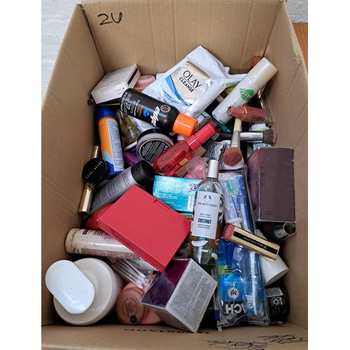 26 - ONE BOX OF COSMETIC AND TOILETRY ITEMS
including Loreal, Gucci, Ted Baker, The Body Shop, Max Factor... 