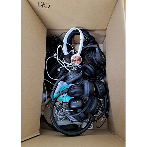 46 - ONE BOX OF HEADPHONES
including on-ear and in-ear