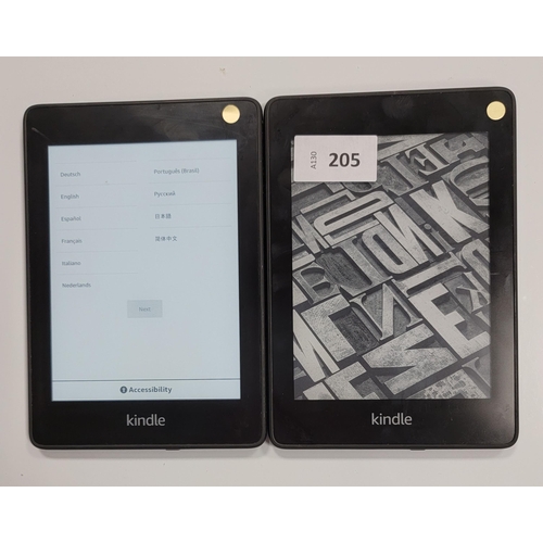 TWO AMAZON KINDLE PAPERWHITE 4 E-READERS
serial numbers G000 PP13 1032 0J3N and G000 PP13 0222 09BV (2)
Note: It is the buyer's responsibility to make all necessary checks prior to bidding to establish if the device is blacklisted/ blocked/ reported lost. Any checks made by Mulberry Bank Auctions will be detailed in the description. Please Note - No refunds will be given if a unit is sold and is subsequently discovered to be blacklisted or blocked etc.