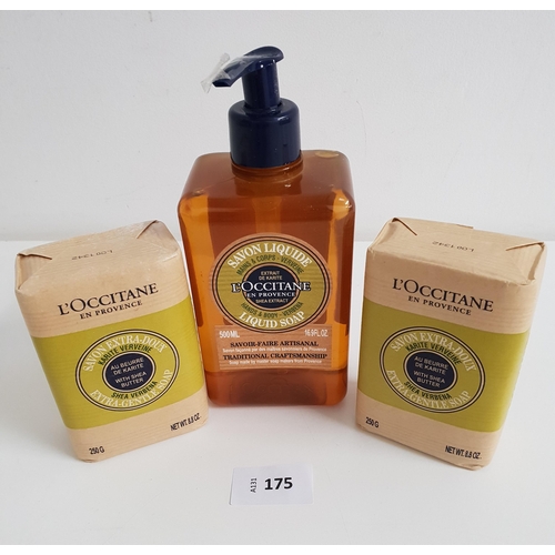 175 - SELECTION OF L'OCCITANE SOAP
comprising Hands & Body Verbena liquid soap (500ml) and two bars of She... 