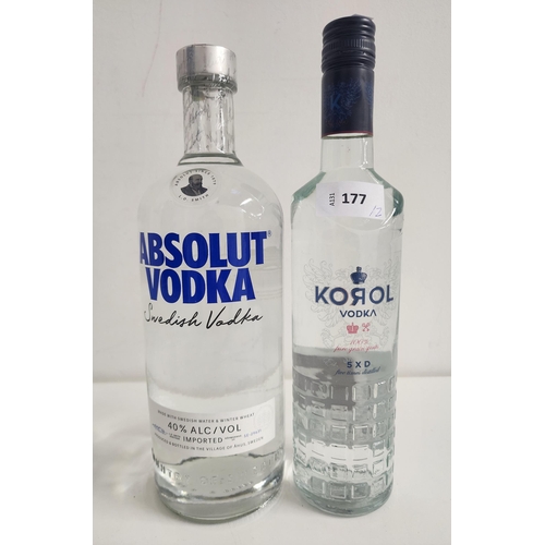 TWO BOTTLES OF VODKA
comprising Absolut Swedish vodka (1L, 40%) and Korol Vodka (500ml, 40%)
Note: You must be over the age of 18 to bid on this lot.