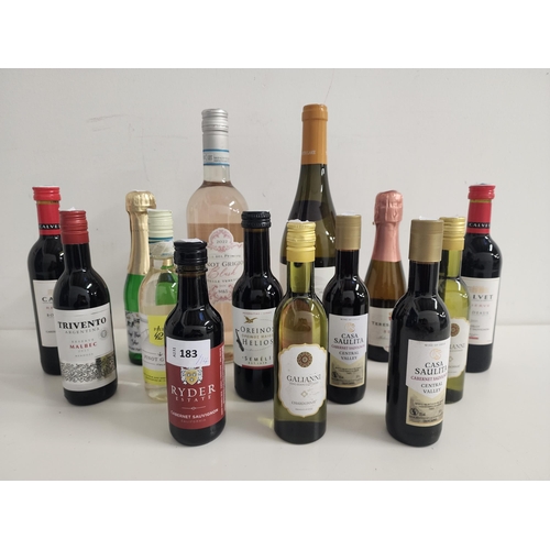 SELECTION OF WINE
comprising Ryder Estate Cabernet Sauvignon (187ml,13.5%), Pier 42 Pinot Grigio (187ml, 12%), Trivento Malbec (187ml,13.5%), two Casa Saulita Cabernet Sauvignon (187ml, 13%), two Calvet Reserve Merlot-Cabernet Sauvignon (250ml, 13%), two Galianni Chardonnay (187ml, 12%), Oreinos Helios Semeli (187ml, 13.5%), Teresa Rizzi Rose (200ml, 11.5%), Charlemagne (200ml, 5.5%), M&S Colle Del Principe Pinot Grigio Blush (750ml, 12%), The North Lake Chardonnay (750ml, 13%) (14)
Note: You must be over the age of 18 to bid on this lot.