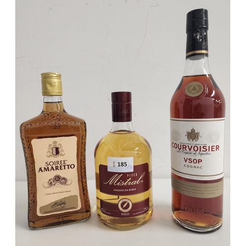 SELECTION OF SPIRITS
comprising Courvoisier VSOP Cognac (700ml, 40ml), Soiree Amaretto (500ml, 22%) and Pisco Mistral Anejado en Roble (750ml, 40%) (3)
Note: You must be over the age of 18 to bid on this lot.