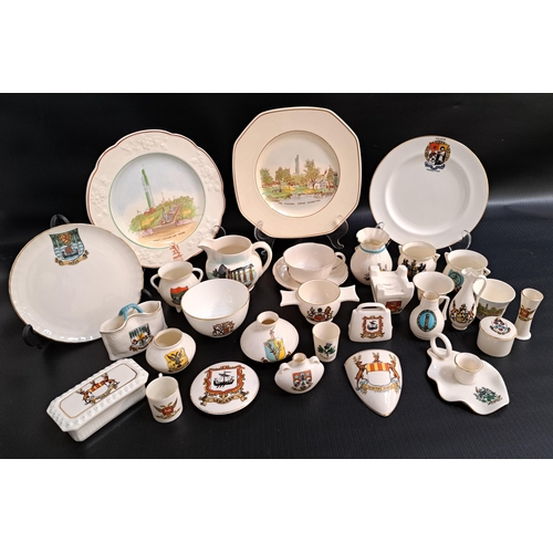 217 - SELECTION OF SCOTTISH THEMED GOSS WARE
comprising a Largs plate, Innerleithen plate, two 1938 Scotla... 