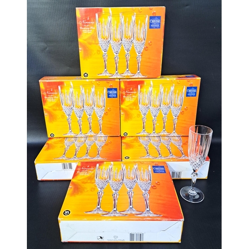 190 - TWENTY FOUR CRYSTAL CHAMPAGNE FLUTES
by Cristal de France, in six boxes