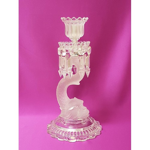 222 - BACCARAT CRYSTAL CANDLESTICK
in the form of a grotesque fish fashioned in opaque glass, with a shape... 