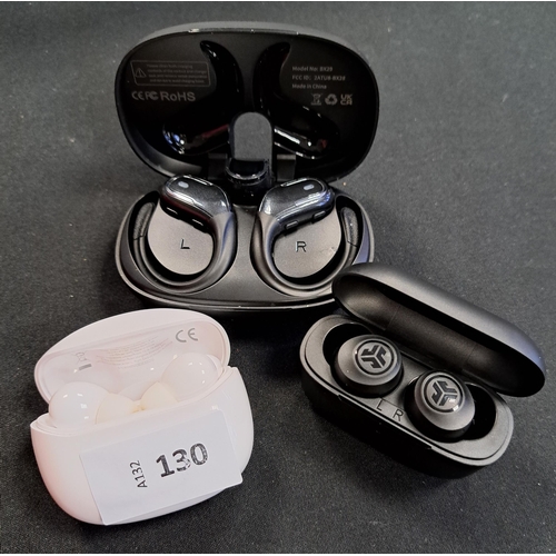 THREE PAIRS OF EARBUDS IN CHARGING CASES
including one pair of Jlab and one pair of Soundcore