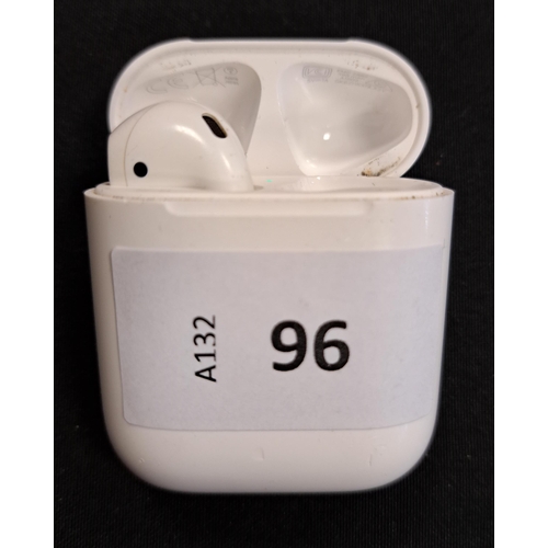 SINGLE APPLE AIRPOD 
in Lightning charging case
Note: airpod worn and model number not visible
