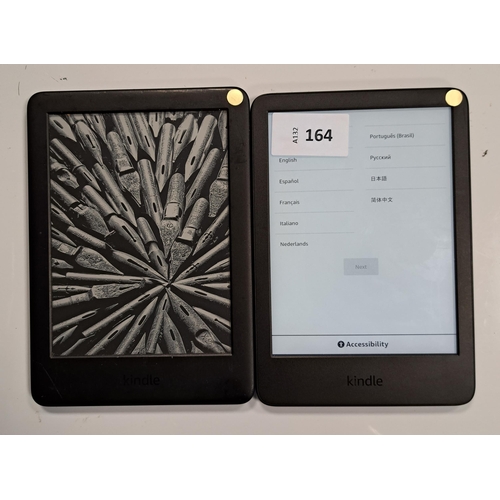 TWO AMAZON KINDLE BASIC E-READER
comprising a Basic 4 serial number G092 AP03 2432 06TF and a Basic 3 serial number G091 0L04 9163 038L (2) 
Note: It is the buyer's responsibility to make all necessary checks prior to bidding to establish if the device is blacklisted/ blocked/ reported lost. Any checks made by Mulberry Bank Auctions will be detailed in the description. Please Note - No refunds will be given if a unit is sold and is subsequently discovered to be blacklisted or blocked etc.