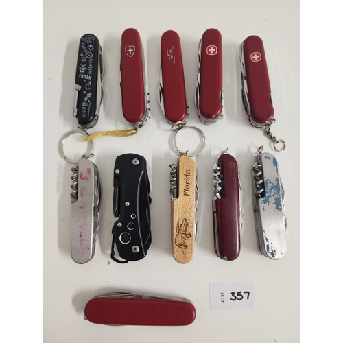 357 - ELEVEN SWISS ARMY KNIVES
of various sizes and designs
Note: You must be over the age of 18 to bid on... 