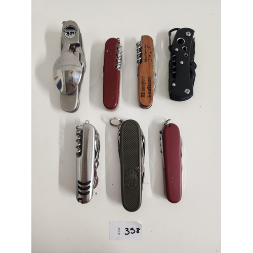 SEVEN SWISS ARMY KNIVES ANS MULTI TOOLS
of various sizes and designs
Note: You must be over the age of 18 to bid on this lot.