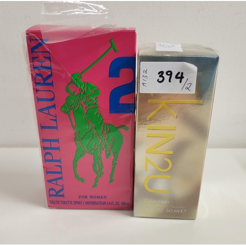 394 - TWO BOXED PERFUMES 
comprising new Calvin Klein ckIN2U for her eau de toilette (50ml) and Ralph Laur... 