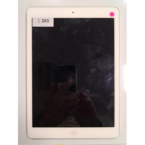APPLE IPAD AIR - A1474 - WIFI 
serial number DMRLRRQMFK14. Apple account locked. Scratched back and personalised 'ANGUS'
Note: It is the buyer's responsibility to make all necessary checks prior to bidding to establish if the device is blacklisted/ blocked/ reported lost. Any checks made by Mulberry Bank Auctions will be detailed in the description. Please Note - No refunds will be given if a unit is sold and is subsequently discovered to be blacklisted or blocked etc.