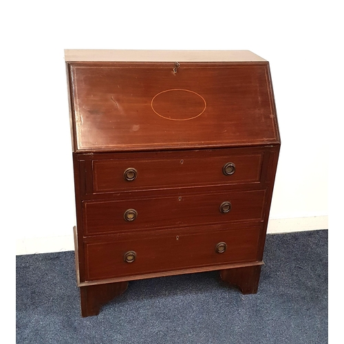 468 - EDWARDIAN MAHOGANY AND INLAID BUREAU
the fall flap opening to reveal an inset leather and fitted int... 