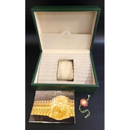 95 - GREEN ROLEX WATCH BOX
with suede lined interior complete with central watch holder, ref 70.00.01; to... 