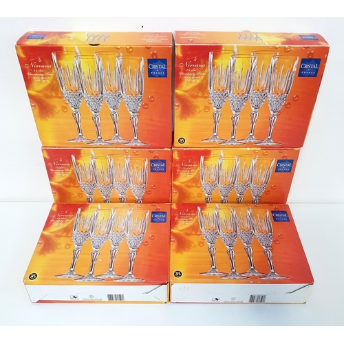 190 - TWENTY FOUR CRYSTAL CHAMPAGNE FLUTES
by Cristal de France, in six boxes