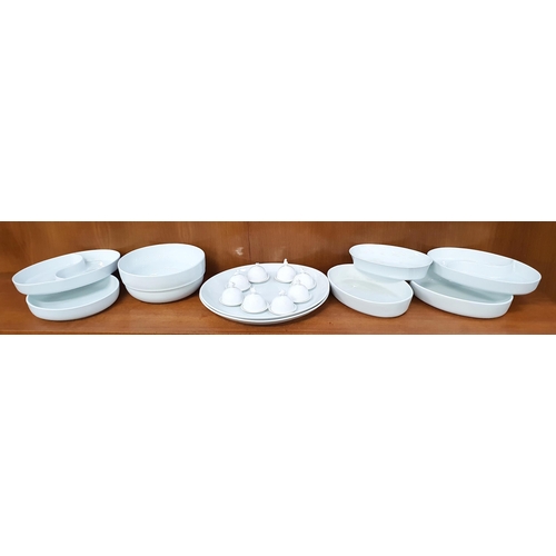 201 - LARGE SELECTION OF TABLE WARE
all with a white ground and comprising eight circular and dome lidded ... 