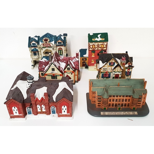 265 - FIVE POTTERY ILLUMINATED CHRISTMAS HOUSES
comprising Rose Creek Cottage, Christmas Shoppe, a part br... 