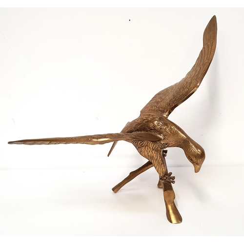 LARGE BRASS BIRD OF PREY
the bird with outstretched arms standing on a branch, 44.5cm high
