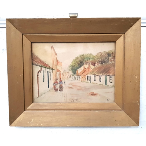 A. FINDLAY
Top of high street, watercolour, initialled and label to verso, 20cm x 27.5cm