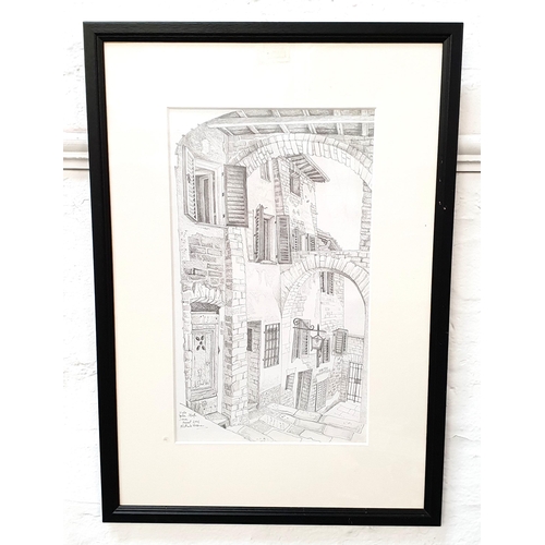 423 - RICHARD NORMAN
Vicolo della Stufa, Siena, pencil on paper, signed and dated August 2006, 40cm x 23.5... 