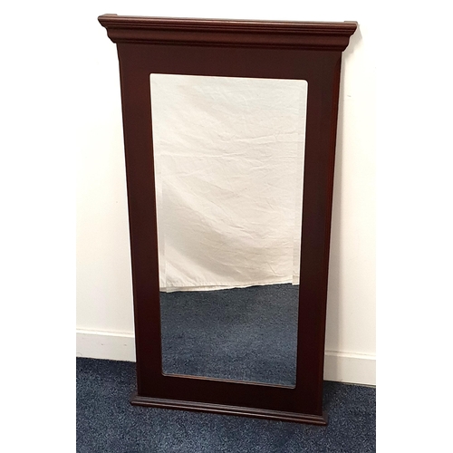 MAHOGANY RECTANGULAR WALL MIRROR
with a bevelled plate, 101cm x 56cm