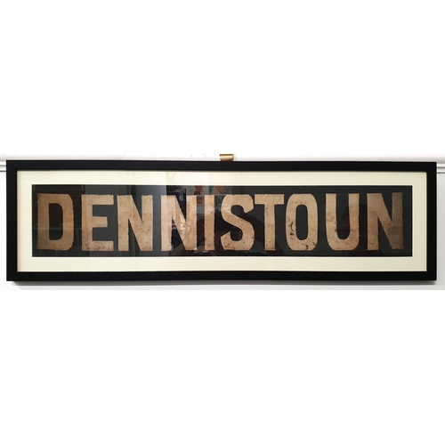 323 - ORIGINAL GLASGOW CORPORATION LINEN TRAM DESTINATION BLIND - DENNISTOUN
circa 1940s from the older St... 