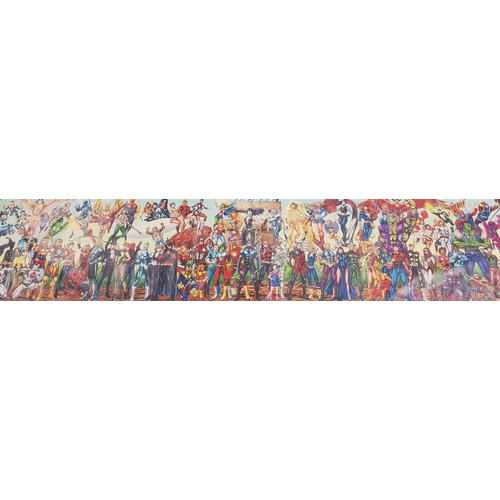 DC COMICS CHARACTER BANNER
featuring The Green Lantern, Superman, Supergirl, The Flash, Batman and Robin and many others, printed onto a vinyl banner, 84cm x 349cm