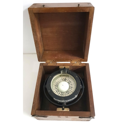 350 - SHIPS COMPASS
set within a gimbal, in a fitted wooden case