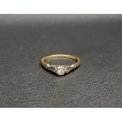 DIAMOND SINGLE STONE RING
the round cut diamond approximately 0.08cts, on eighteen carat gold shank with platinum setting, ring size K and approximately 1.8 grams