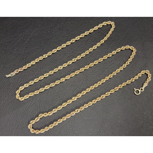 NINE CARAT GOLD ROPE TWIST NECK CHAIN
54cm long and approximately 3.1 grams