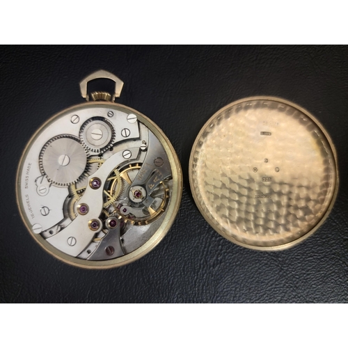 23 - BAUME NINE CARAT GOLD CASED POCKET WATCH
the dial with alternating Arabic numerals and five minute b... 