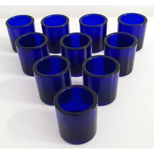 253 - TEN BRISTOL BLUE GLASS LINERS
of cylindrical form, 3.7cm high (10)