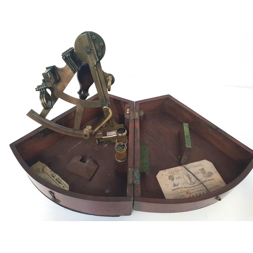 302 - 19th CENTURY BRASS NAVEL SEXTANT
by Taylor & Co. London, in fitted mahogany case with accessories, t... 