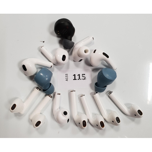 115 - SELECTION OF LOOSE EARBUDS
including Apple, Jlab, Sony (14)