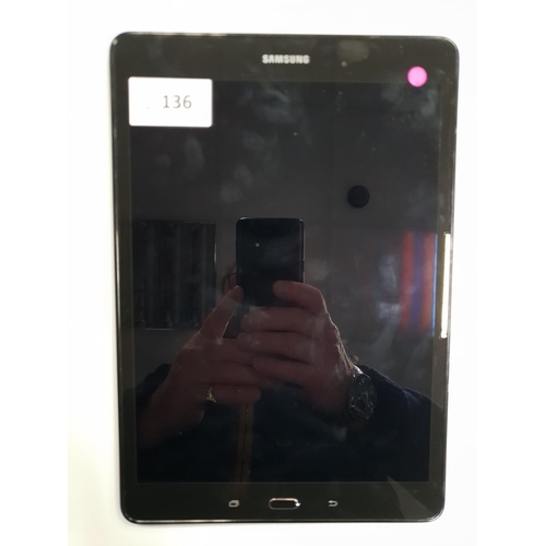 136 - SAMSUNG GALAXY TAB A
Model: SM-P550. S/N R52H80BRNXV. NOT Google Account Locked.  Note: scratches to... 