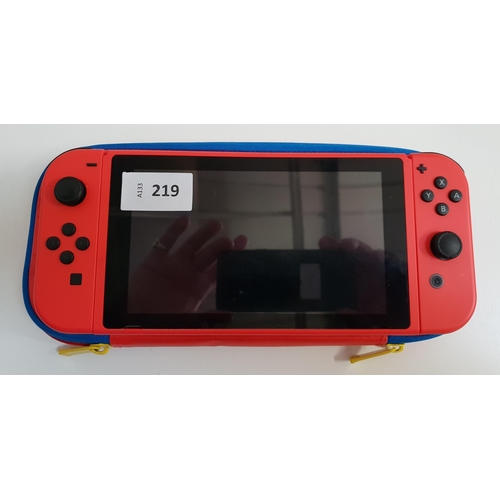 NINTENDO SWITCH MARIO RED EDITION 
s/n XKJ70055352539, wiped and reset, in a protective case, with Super Mario 3D All Stars game
